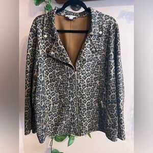 Philosophy Leopard Print Moto Jacket - Brown and Black